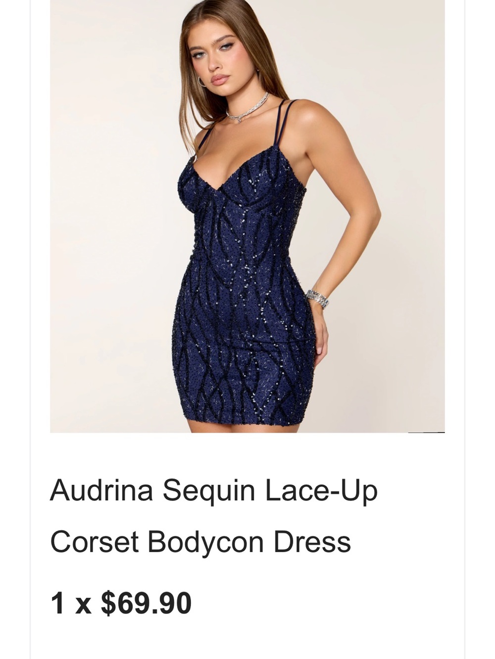 Windsor Sequin Lace-Up Corset Bodycon Dress - NWT